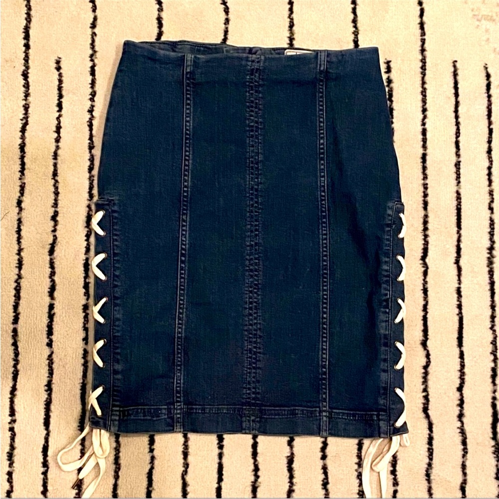 Free People denim pencil skirt